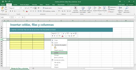 como insertar una fila en excel|Insertar o eliminar filas y columnas